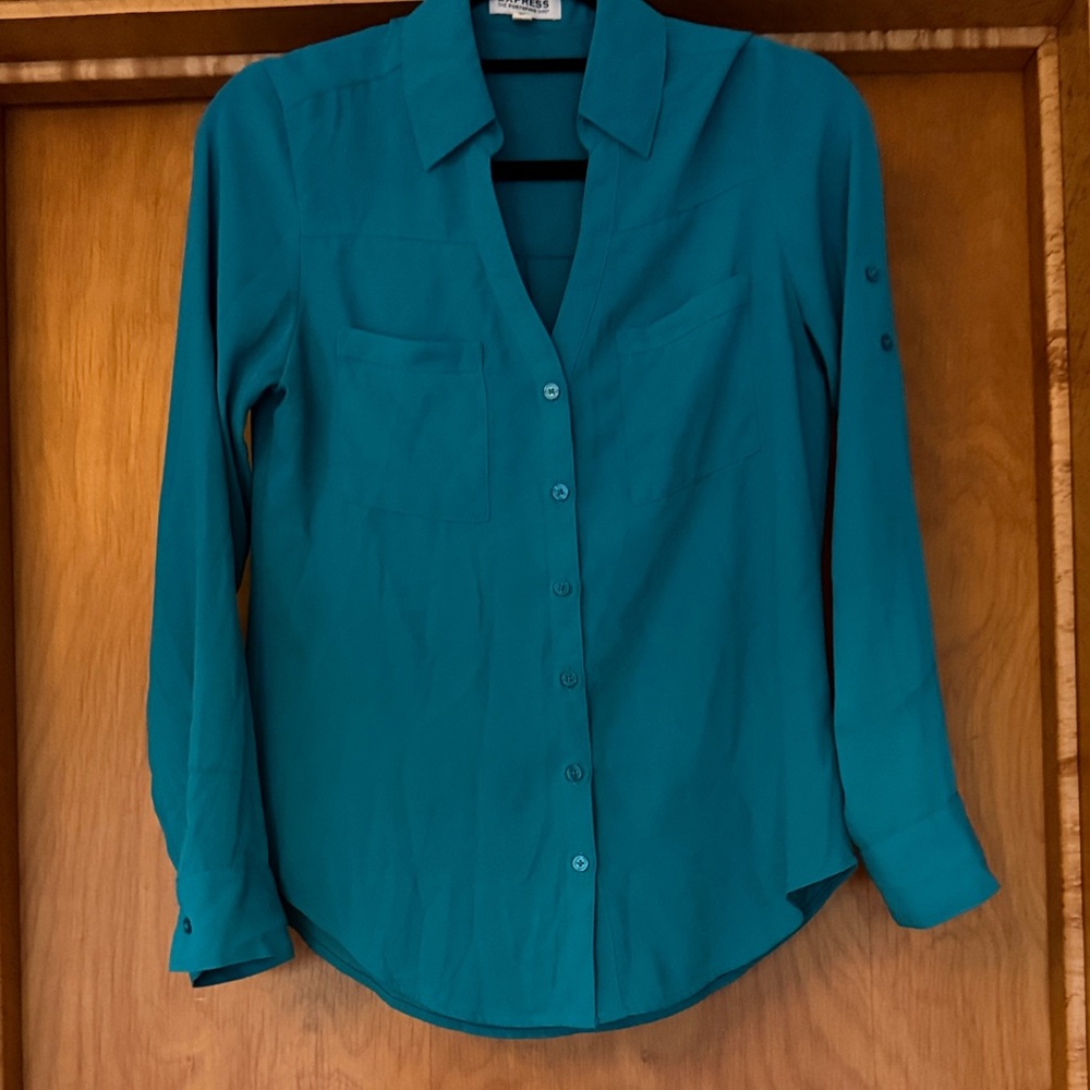 Express Portofino Turquoise Button-Down Shirt